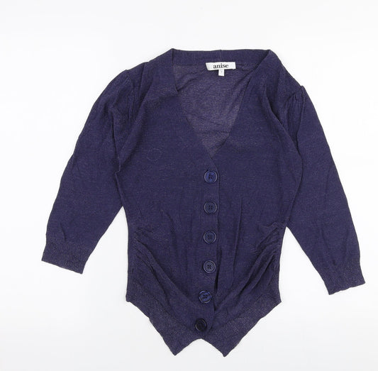 Anise Womens Blue V-Neck  Viscose Pullover Jumper Size S