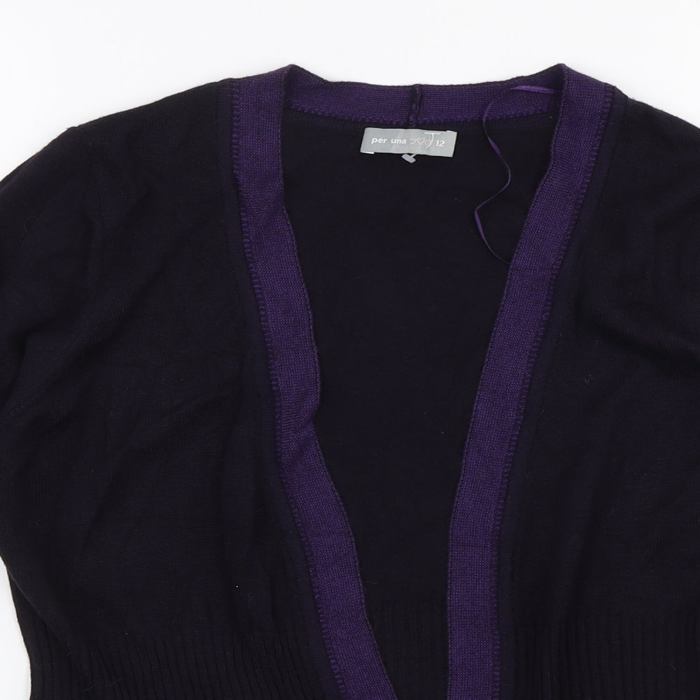Per Una Womens Purple V-Neck  Viscose Cardigan Jumper Size 12