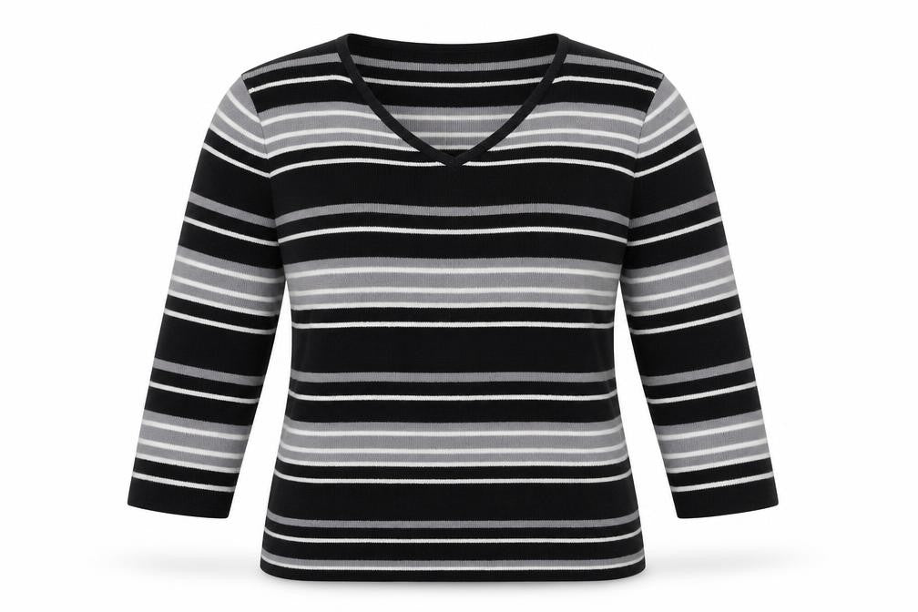 OPUS Womens Multicoloured Round Neck Striped Acrylic Pullover Jumper Size M