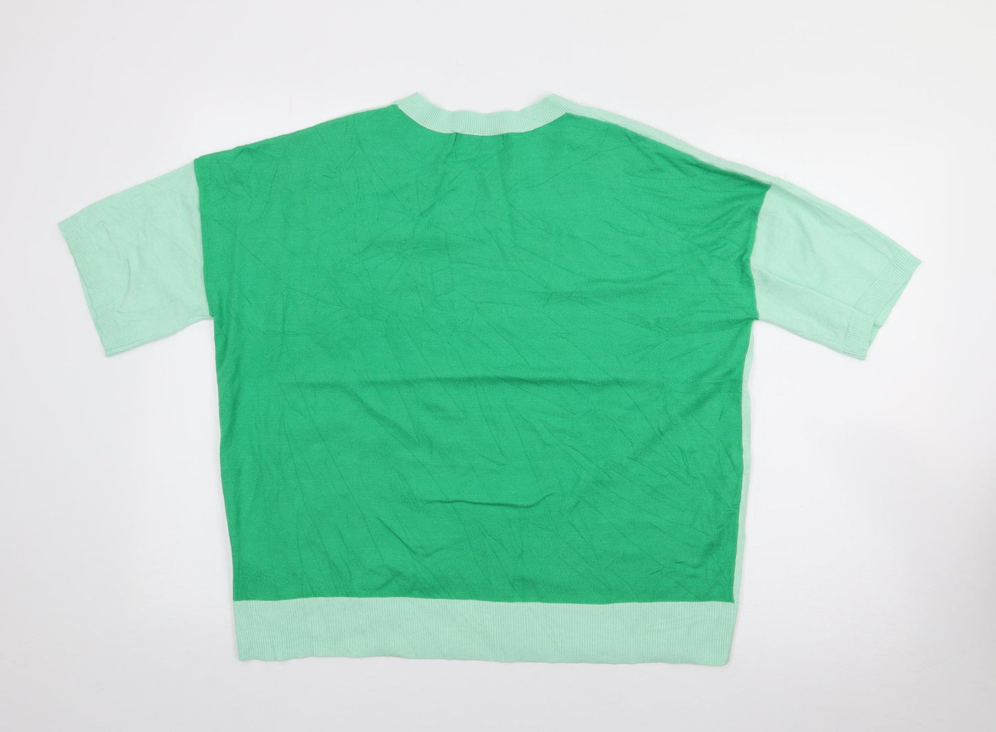 Marks and Spencer Womens Green V-Neck  Viscose Pullover Jumper Size 14