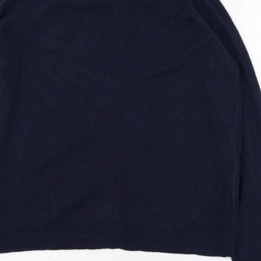 Mia Moda Womens Blue Round Neck  Polyester Cardigan Jumper Size M
