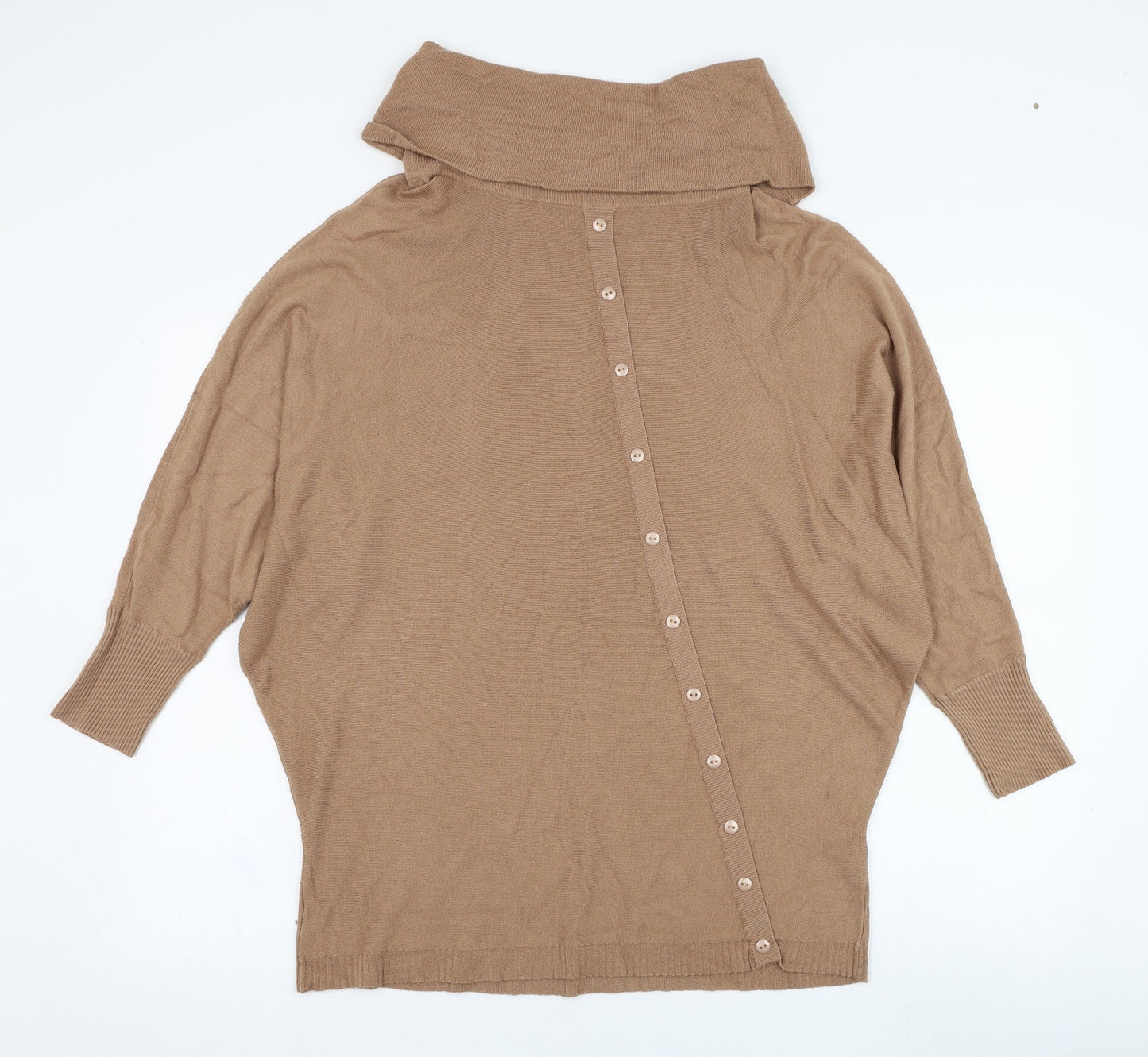Preworn Womens Brown Roll Neck  Polyamide Pullover Jumper Size S