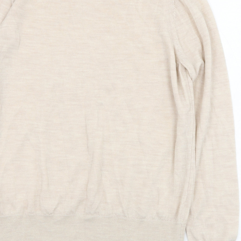 Marks and Spencer Womens Beige Round Neck  Polyester Pullover Jumper Size 12