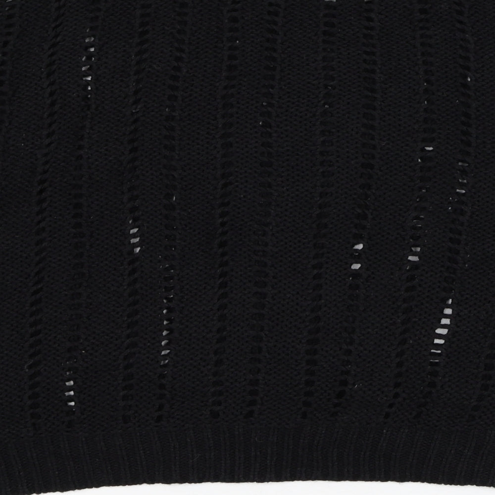Peacocks Womens Black Round Neck  Acrylic Pullover Jumper Size M