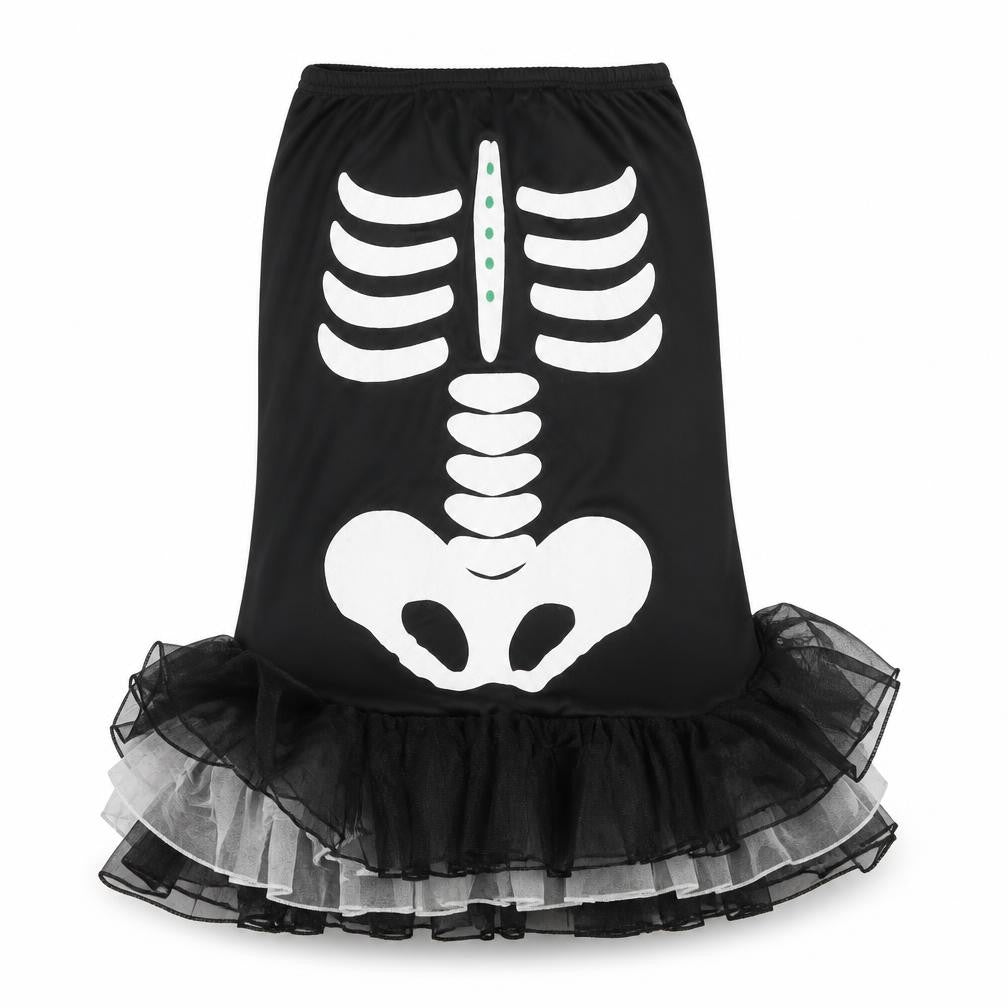 Smiffys Girls Black  Polyester Pencil Dress  Size M  Off the Shoulder Pullover - Halloween Skeleton tutu