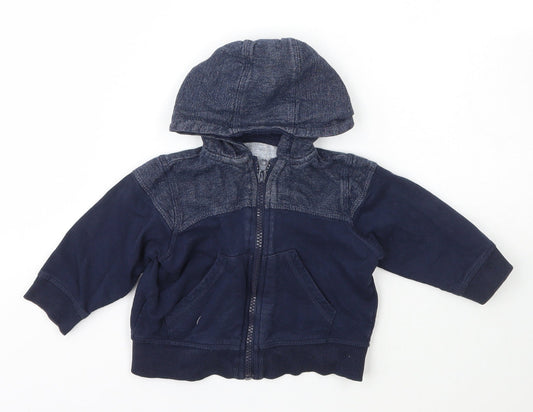 Matalan Boys Blue  Cotton Full Zip Jumper Size 6-9 Months  Zip