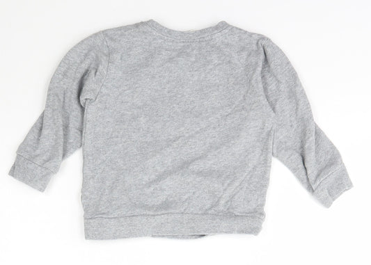 Peter Alexander Girls Grey Crew Neck  Cotton Pullover Jumper Size 2 Years  Pullover
