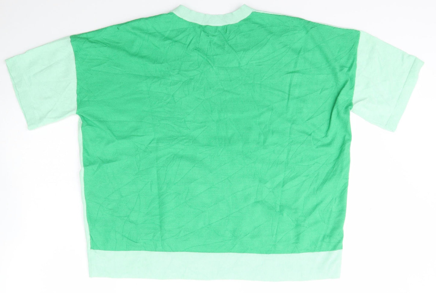 Marks and Spencer Womens Green V-Neck  Viscose Pullover Jumper Size 16