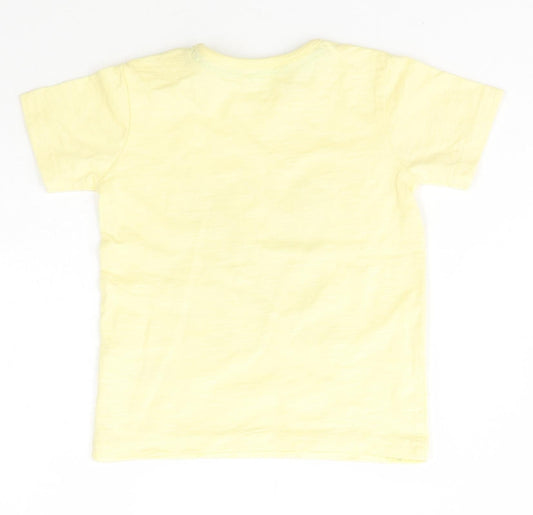 George Boys Yellow  Cotton Basic T-Shirt Size 12 Months Crew Neck Snap - Mickey Mouse Disney