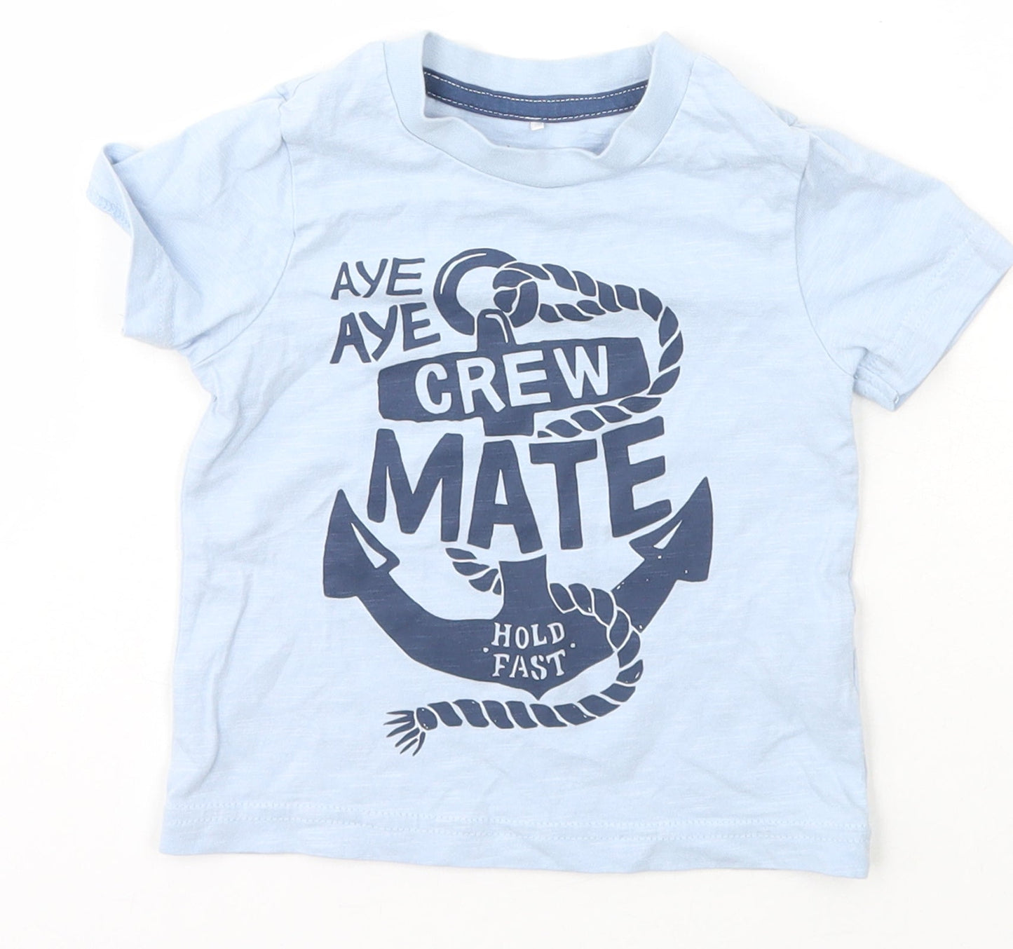 George Boys Blue  Cotton Basic T-Shirt Size 12 Months Crew Neck Pullover
