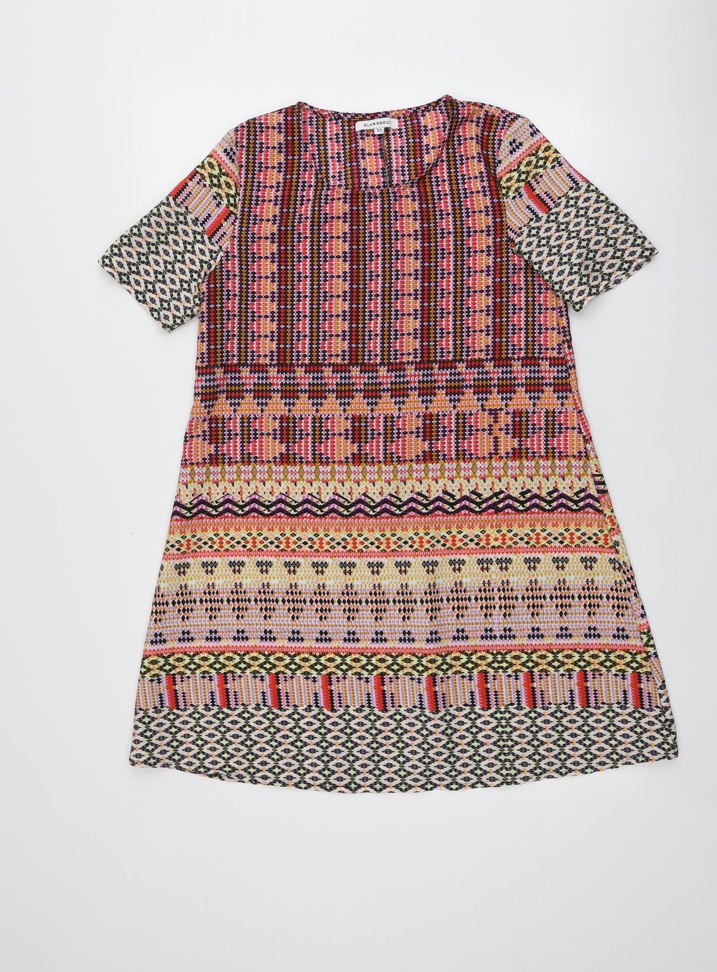 Glamorous Womens Multicoloured Fair Isle Polyester A-Line  Size XS  Round Neck