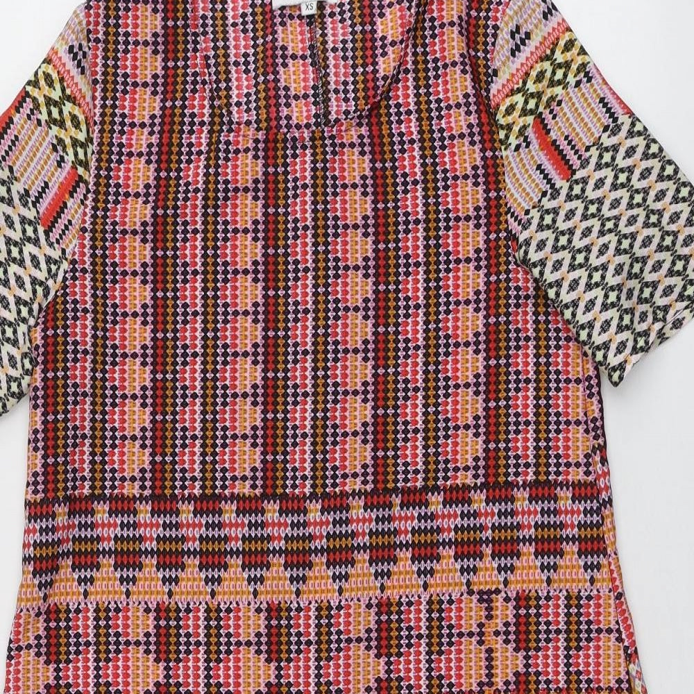 Glamorous Womens Multicoloured Fair Isle Polyester A-Line  Size XS  Round Neck