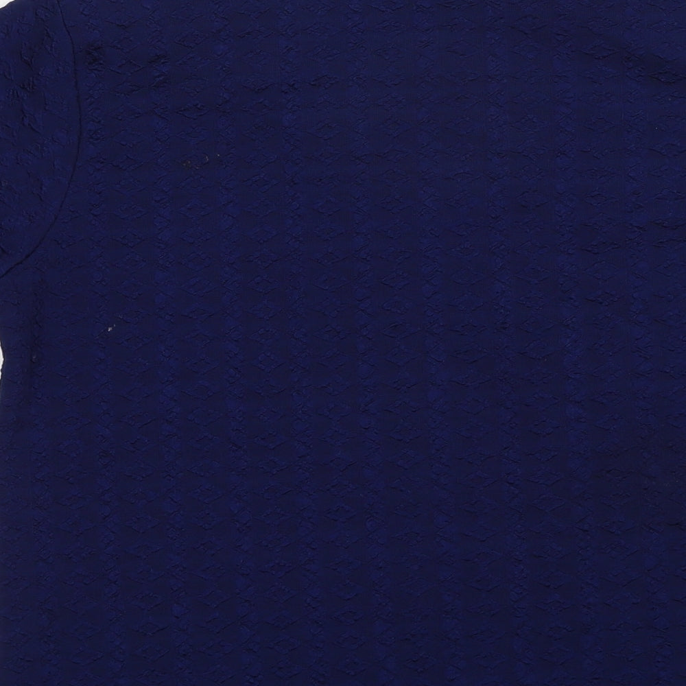 Pure & Natural Womens Blue  Polyester Basic Blouse Size M Crew Neck