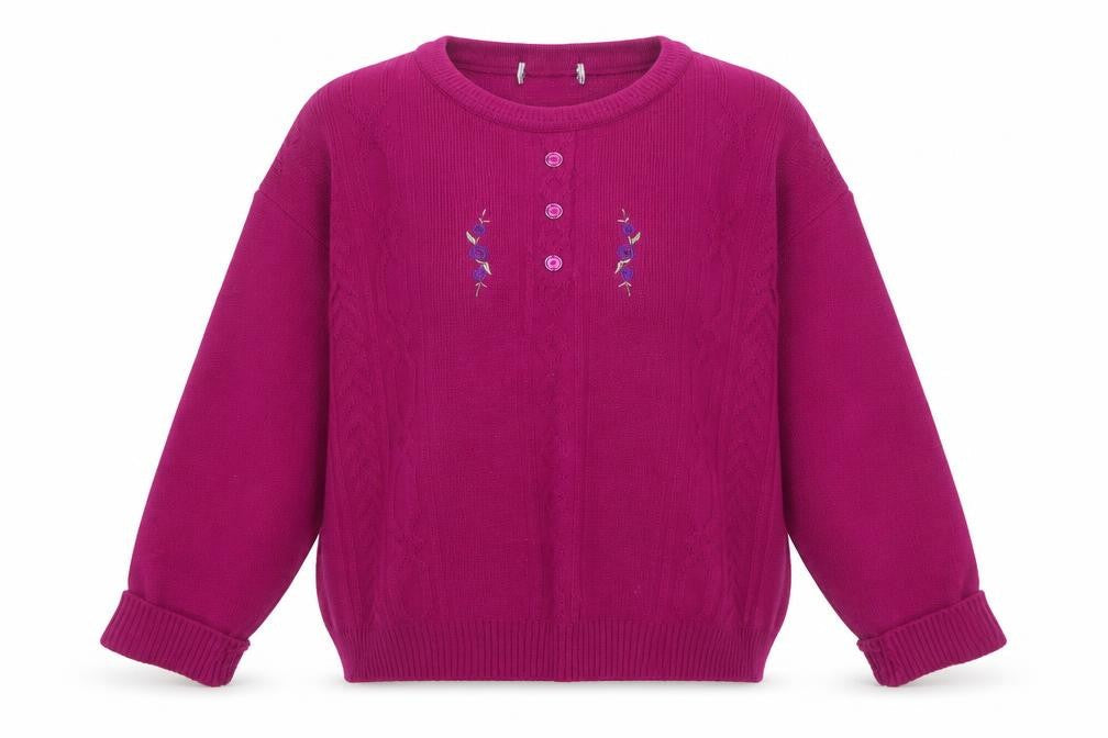 Preworn Womens Purple Round Neck  Acrylic Pullover Jumper Size 14   - Flowers