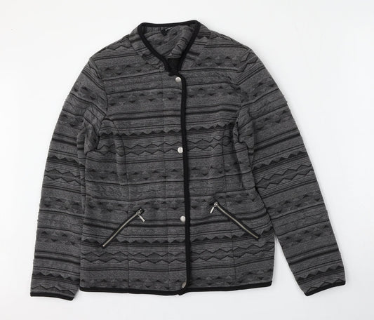 Klaas Womens Grey Geometric  Jacket  Size 10  Zip