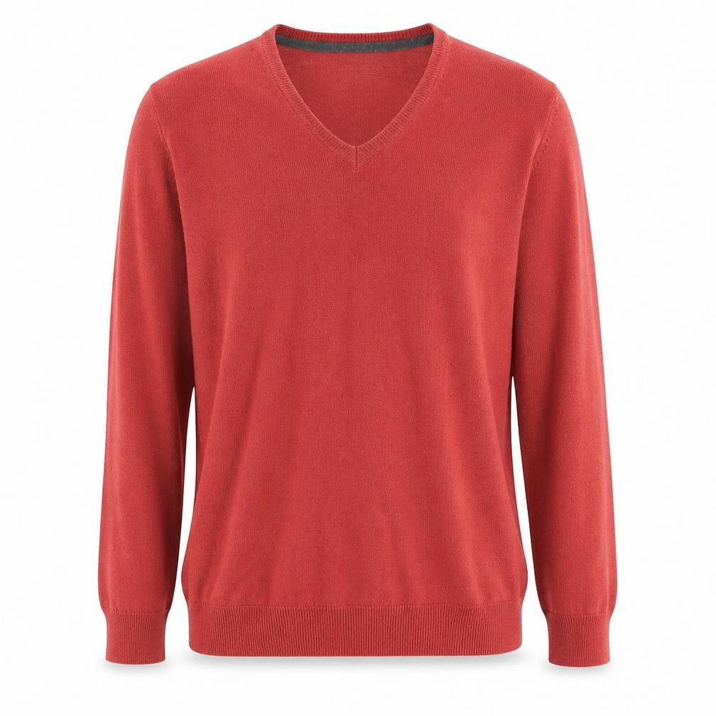 Marks and Spencer Mens Red V-Neck  Acrylic Pullover Jumper Size S