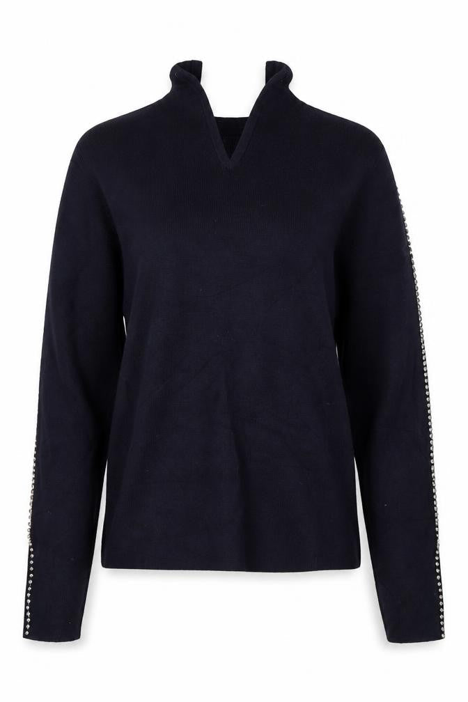 Warehouse Womens Blue Round Neck  Viscose Pullover Jumper Size 6