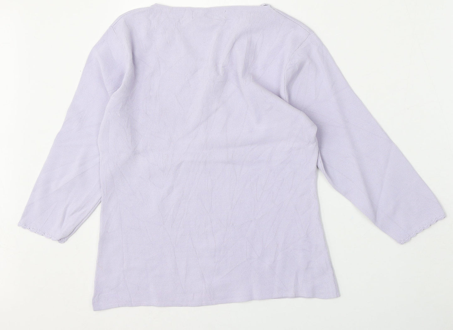 Carolyn Taylor Womens Purple V-Neck  Polyester Pullover Jumper Size S