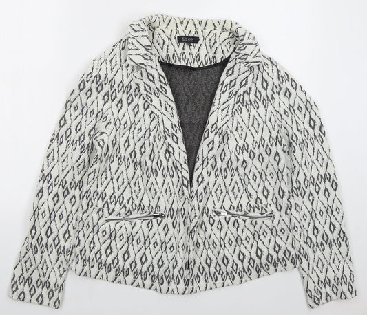 Soon Womens White Geometric  Jacket  Size 16