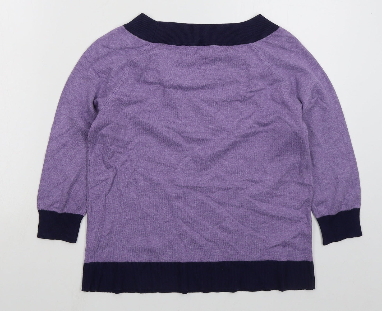 M&Co Womens Purple Boat Neck  Acrylic Pullover Jumper Size 12