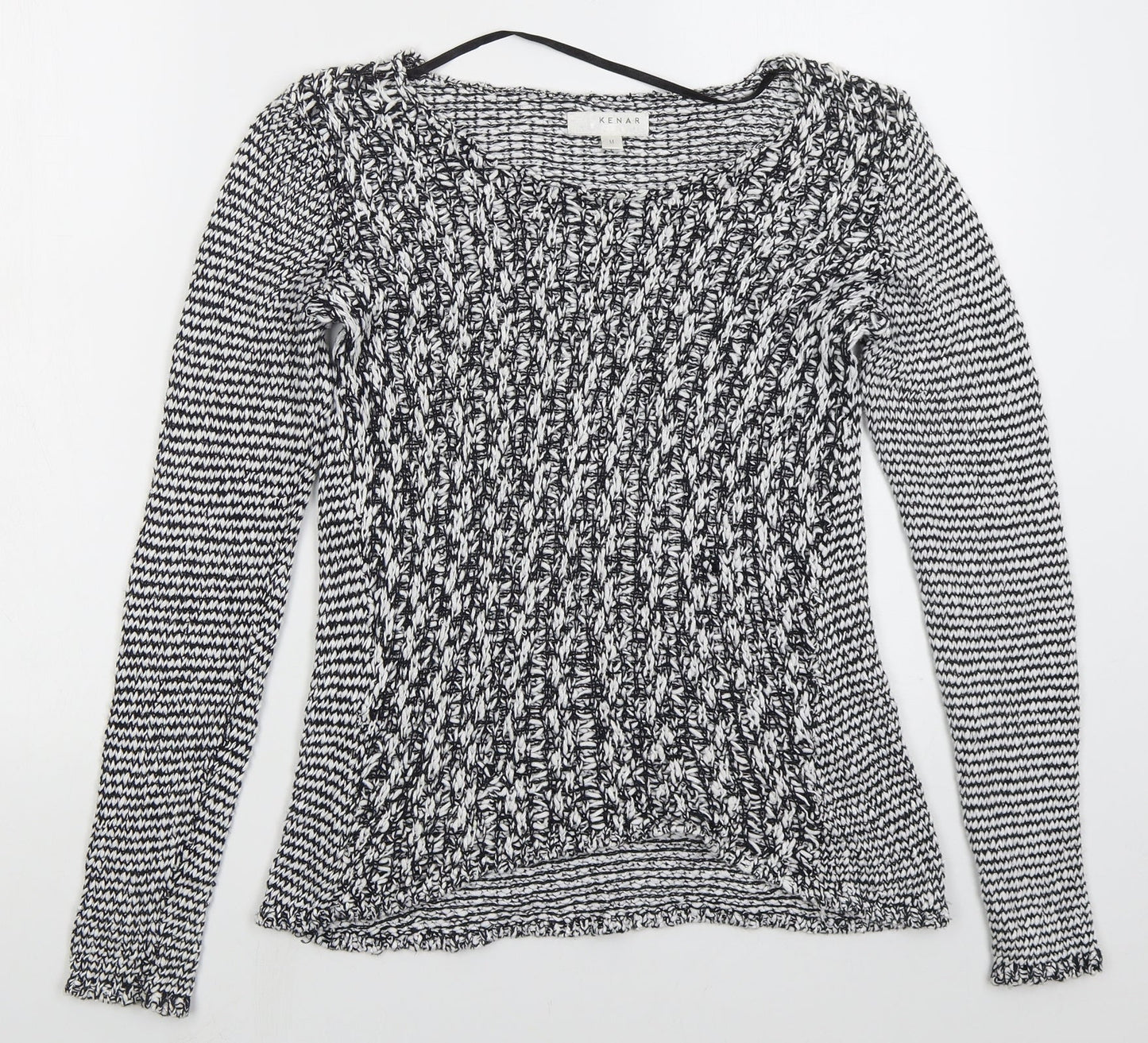 Kenar Womens Black Round Neck  Cotton Pullover Jumper Size M