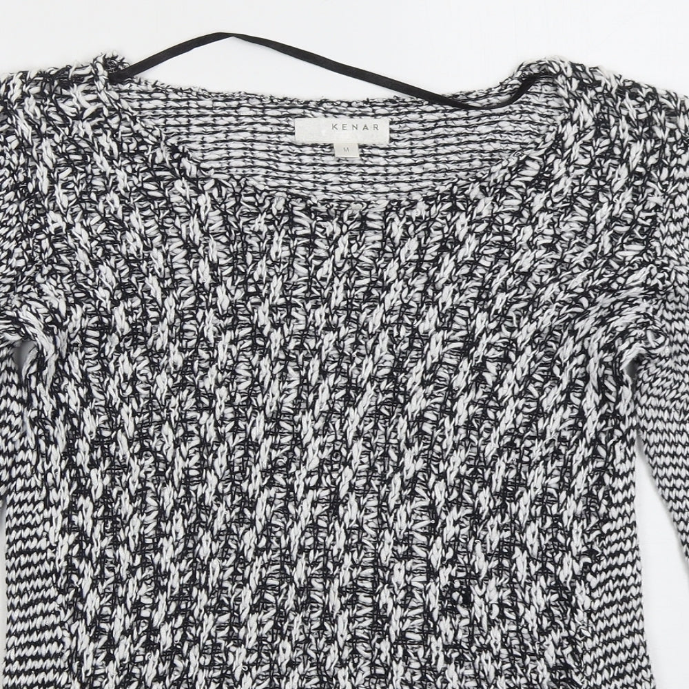 Kenar Womens Black Round Neck  Cotton Pullover Jumper Size M