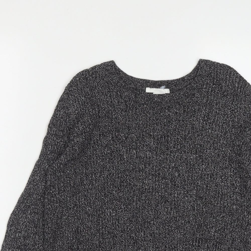 H&M Womens Grey Round Neck  Cotton Pullover Jumper Size S