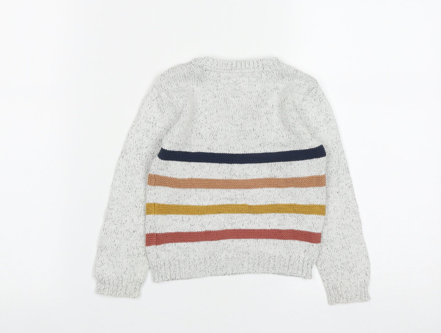 F&F Baby Grey Striped Cotton Pullover Jumper Size 12-18 Months  Button