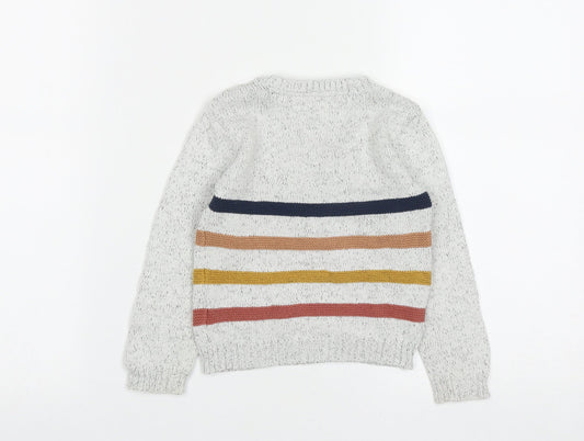 F&F Baby Grey Striped Cotton Pullover Jumper Size 12-18 Months  Button