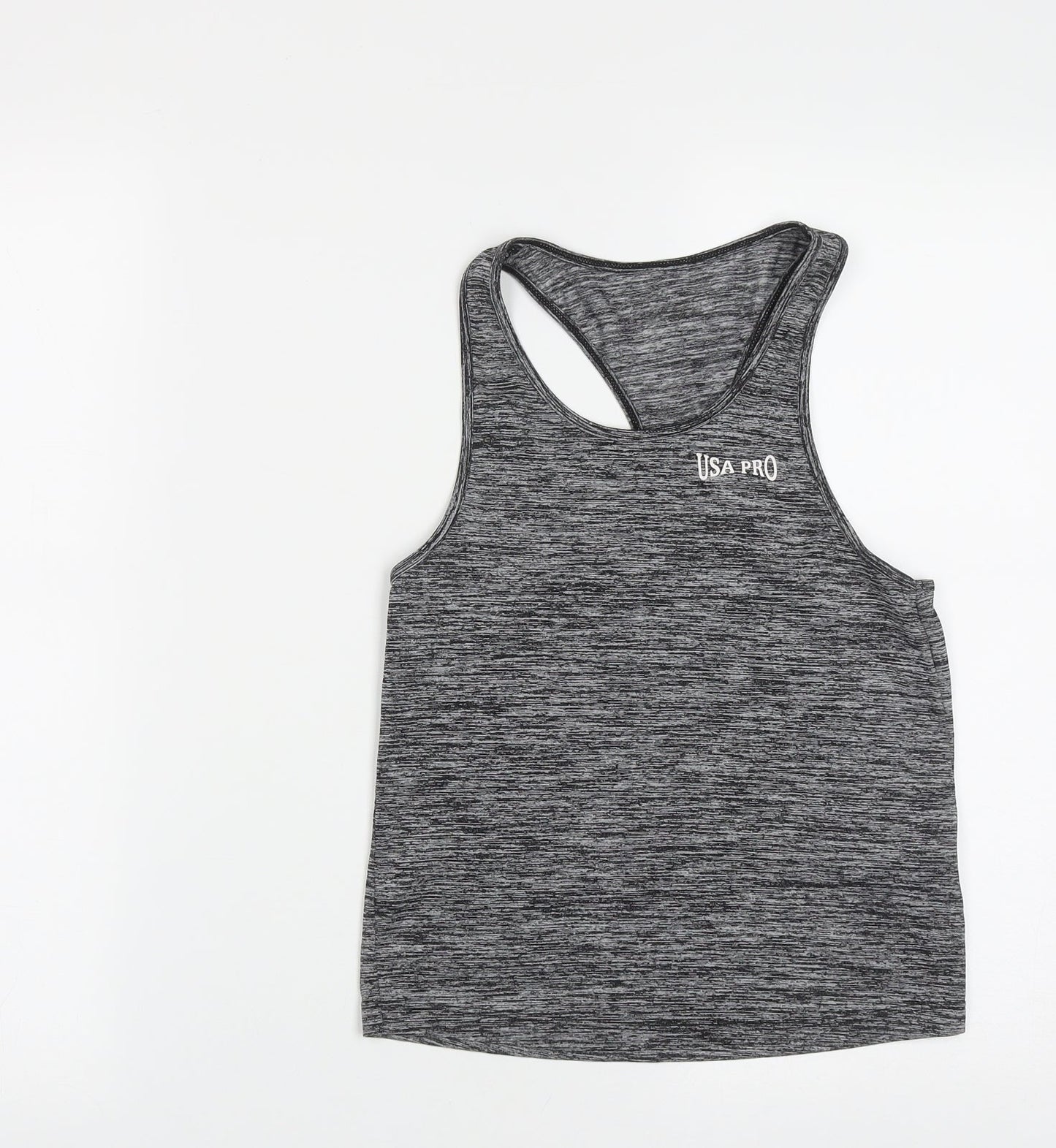 USA Pro Girls Grey  Polyester Basic Tank Size 9-10 Years Round Neck
