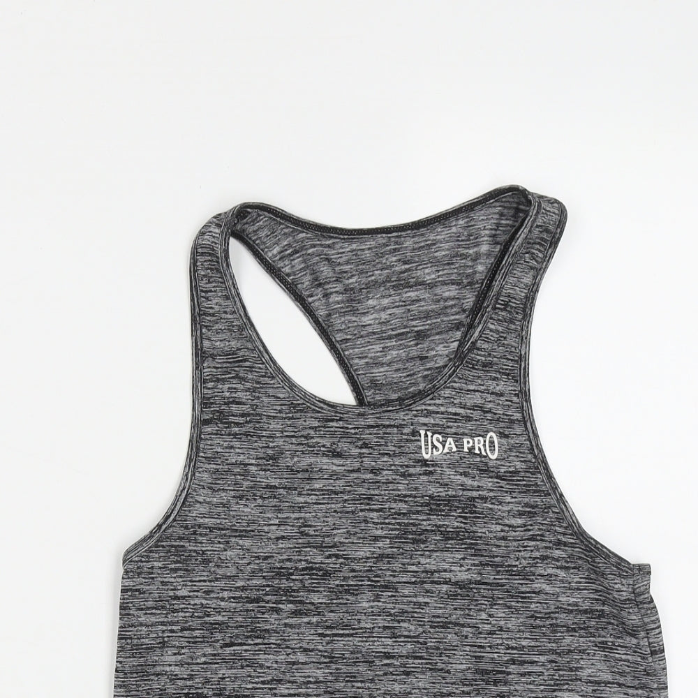 USA Pro Girls Grey  Polyester Basic Tank Size 9-10 Years Round Neck