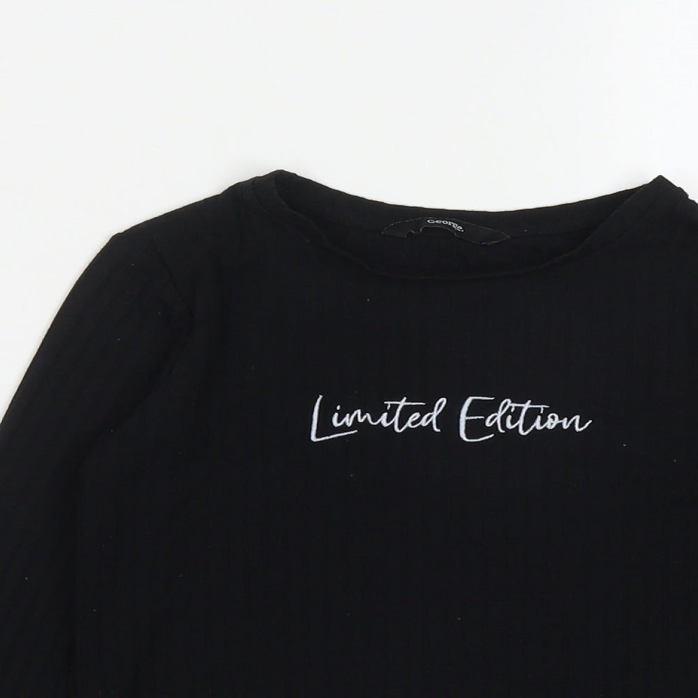 George Girls Black  Polyester Basic Casual Size 8-9 Years Round Neck