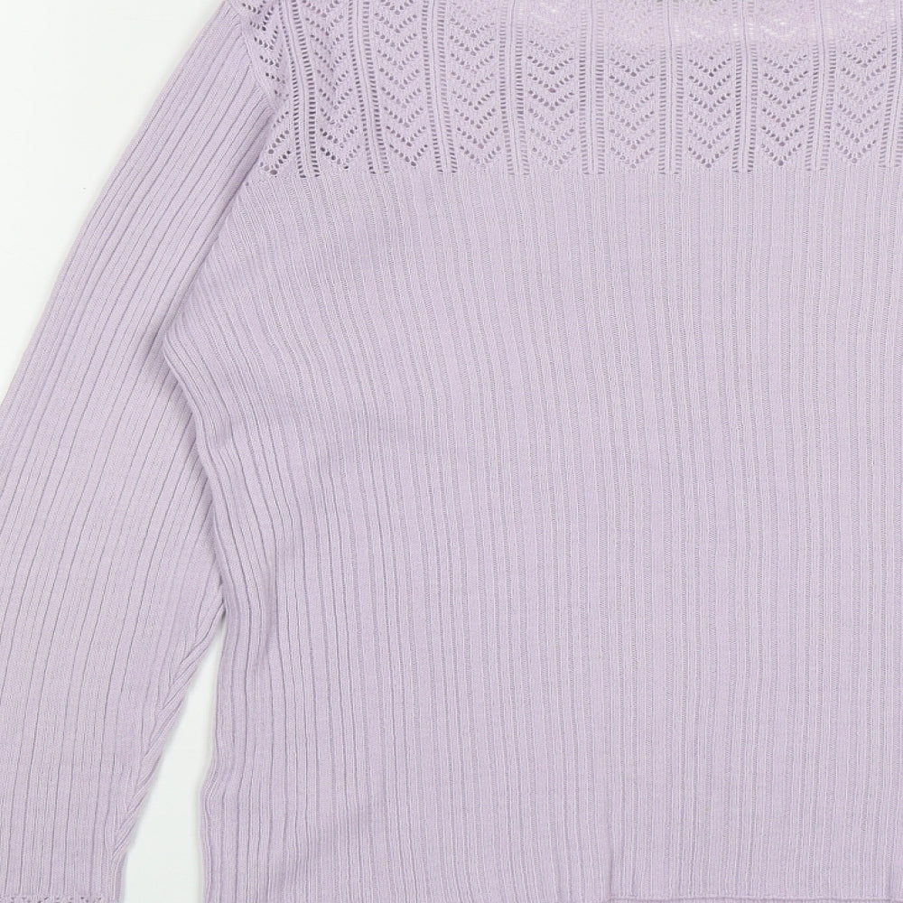 Marks and Spencer Womens Purple Round Neck  Acrylic Pullover Jumper Size 14