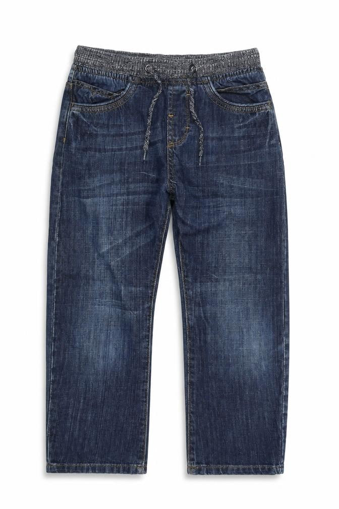 Matalan Boys Blue  Cotton Straight Jeans Size 9 Months L22 in Regular Drawstring