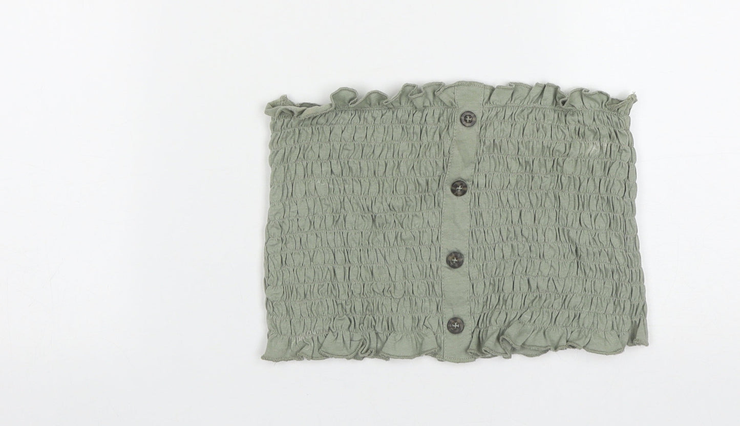 Brave Soul Womens Green  Cotton Basic Tank Size XS Square Neck - Tube Top