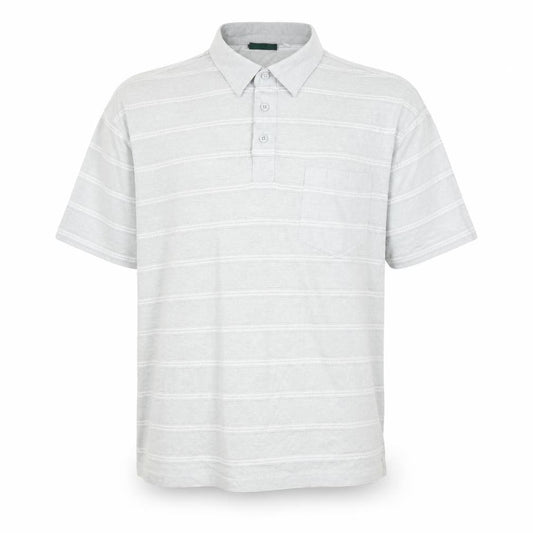 Preworn Mens Grey Striped Polyester  Polo Size L Collared