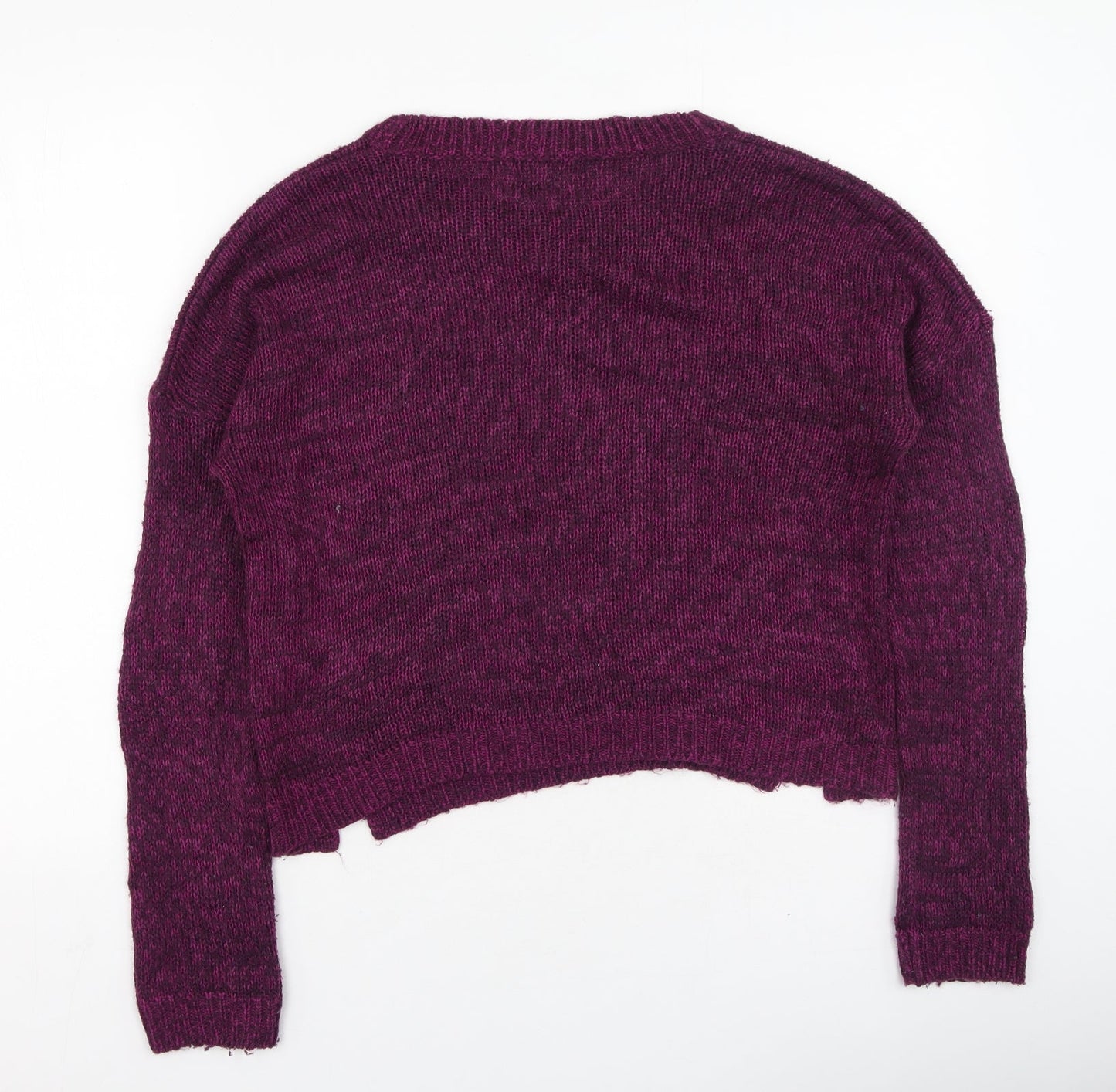 New Look Womens Purple Round Neck  Acrylic Pullover Jumper Size 10