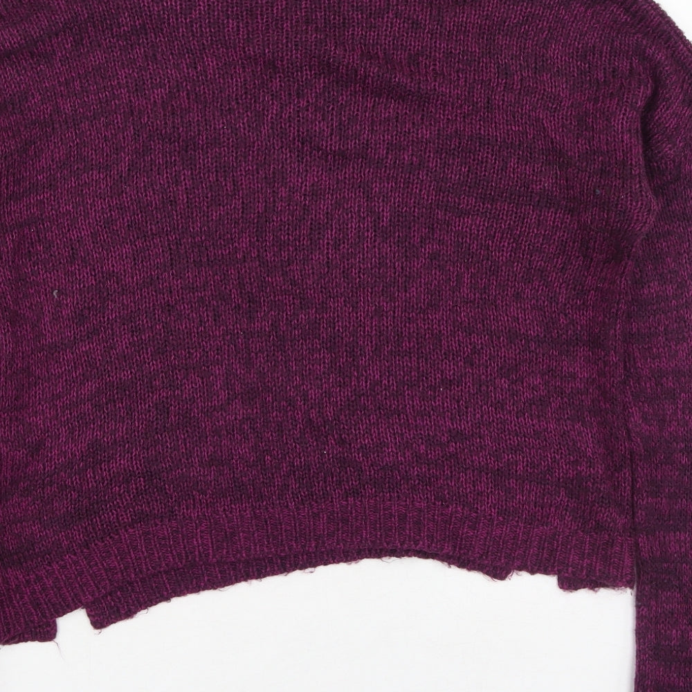 New Look Womens Purple Round Neck  Acrylic Pullover Jumper Size 10