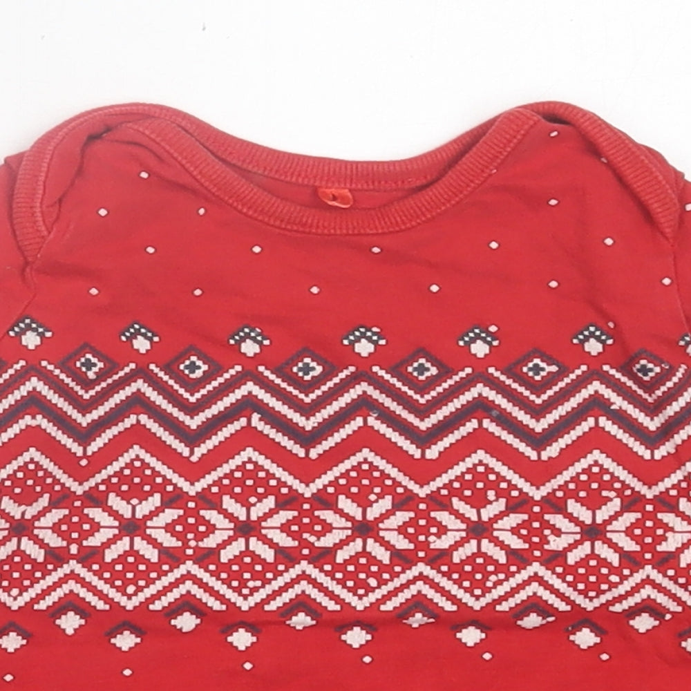 George Baby Red Geometric Cotton Basic Casual Size 9-12 Months Crew Neck Pullover