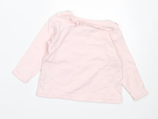 Watch Me Grow Girls Pink  Cotton Basic Casual Size 0-3 Months Crew Neck Pullover