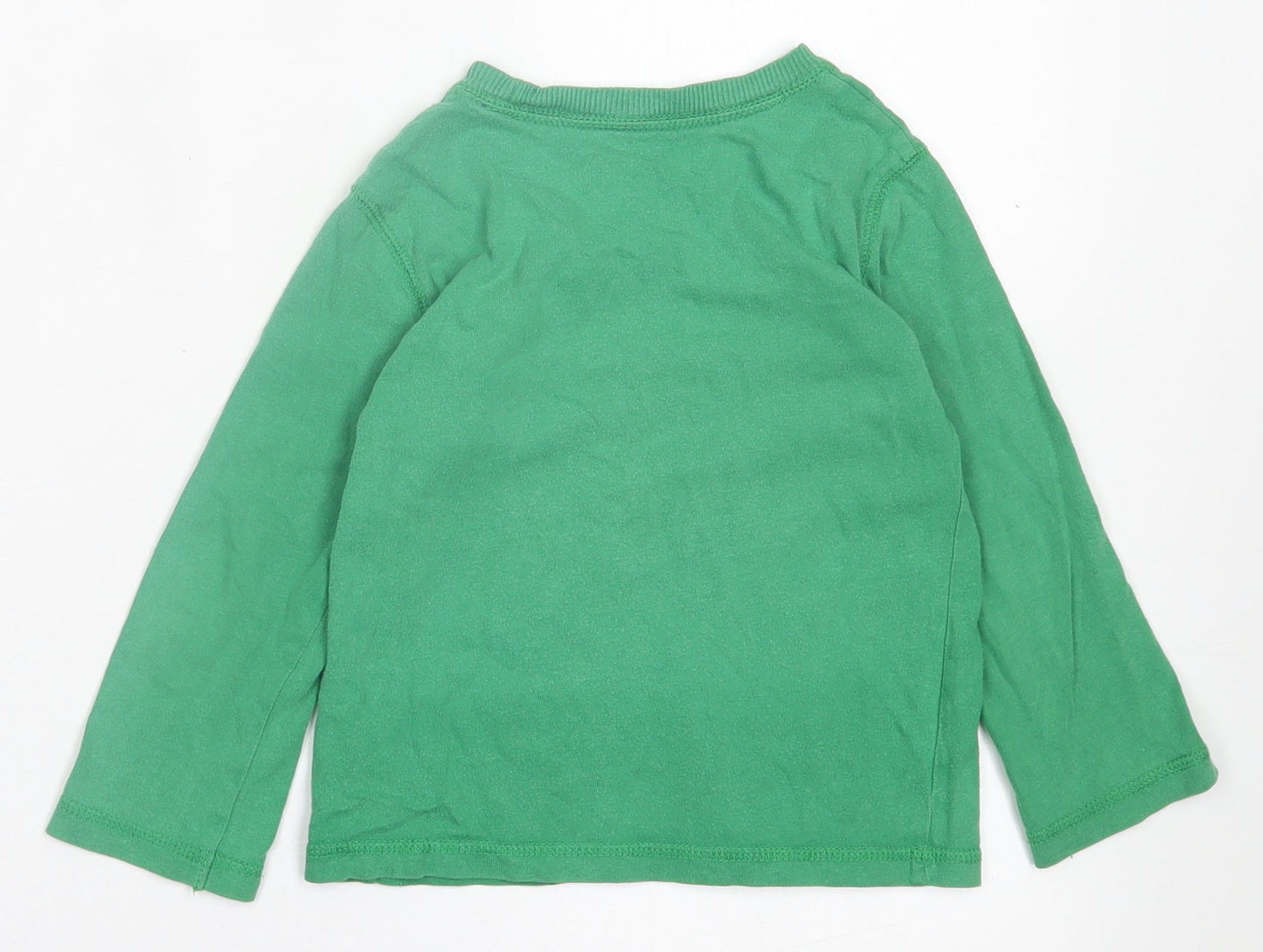 Preworn Boys Green  Cotton Basic Casual Size 3 Years Crew Neck Pullover