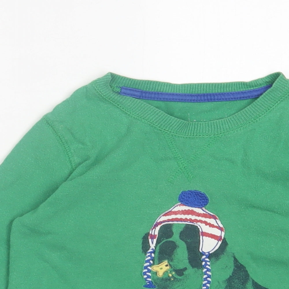 Preworn Boys Green  Cotton Basic Casual Size 3 Years Crew Neck Pullover