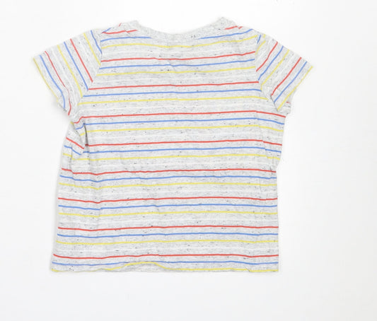 Seed Boys Multicoloured Striped Cotton Basic T-Shirt Size 3 Years Crew Neck Pullover