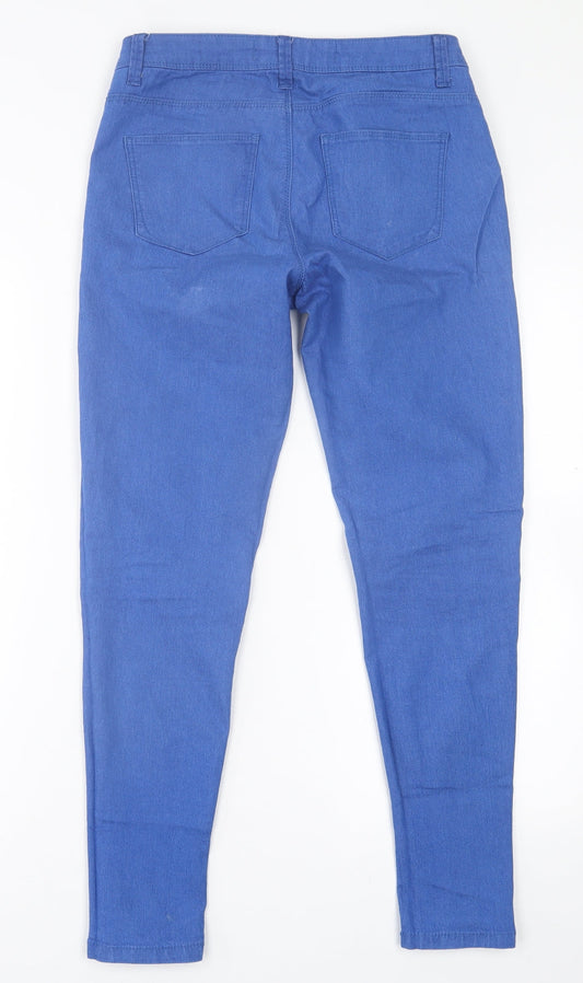 Denim & Co. Womens Blue  Cotton Skinny Jeans Size 8 L27 in Regular Button