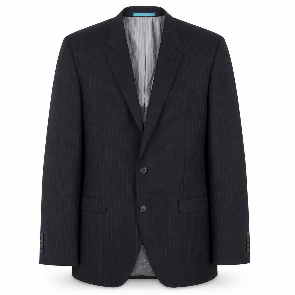 Urbane Mens Black Striped Polyester Jacket Suit Jacket Size 40
