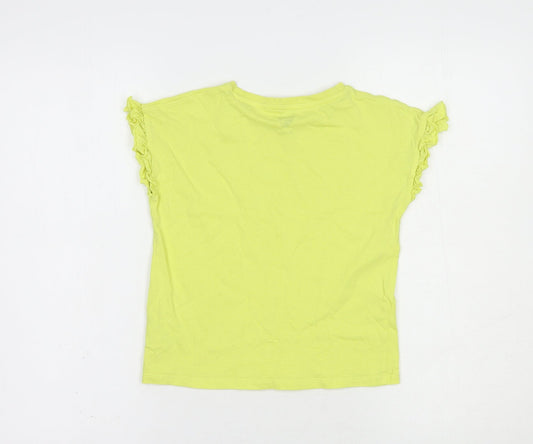 Very Girls Yellow  Cotton Basic T-Shirt Size 9 Years Crew Neck Pullover