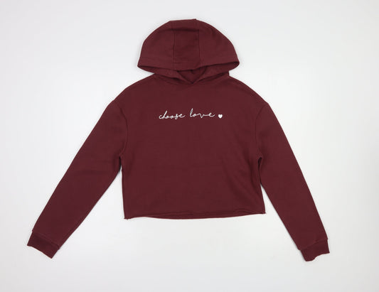 Miss E-vie Girls Red  Cotton Pullover Hoodie Size 11-12 Years  Pullover - Choose Love
