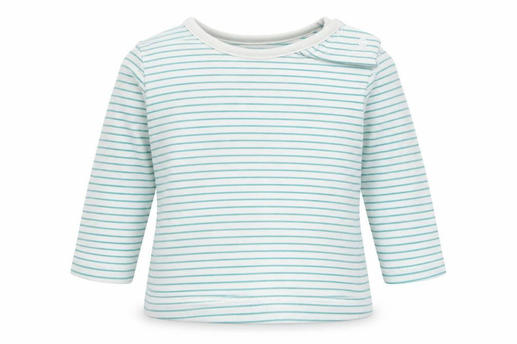 Dunnes Baby Green Striped 100% Cotton Basic T-Shirt Size 0-3 Months Round Neck Pullover