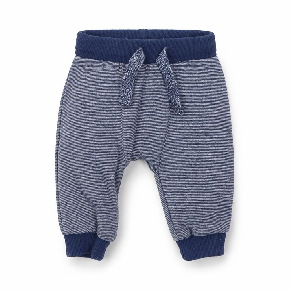F&F Baby Blue Striped Cotton Jogger Trousers Size 0-3 Months