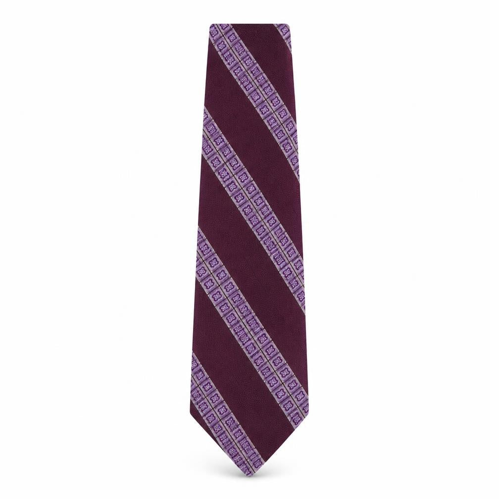 Prova Mens Purple Geometric Polyester Pointed Tie One Size